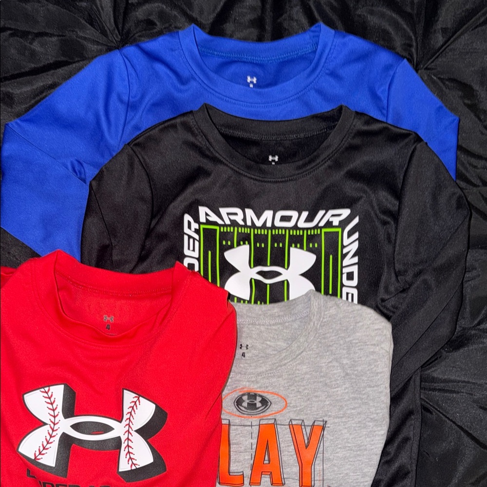 BUNDLE DEAL - Under Armour Kids' Long Sleeve Tees - Red, Blue, Black, Gray